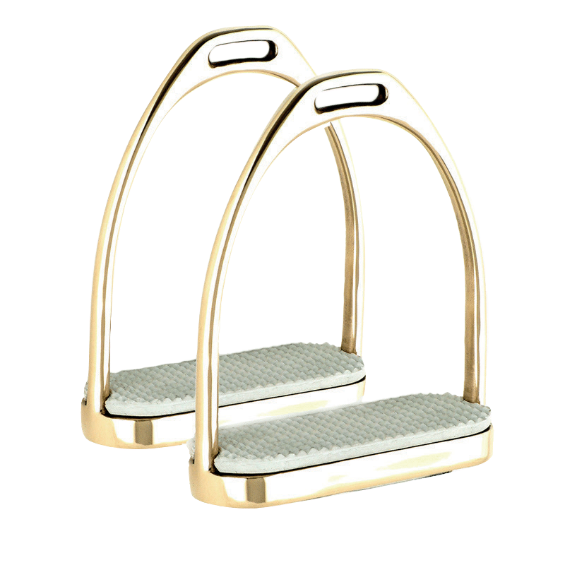 Knife Edge Gold Brass Stirrup Irons