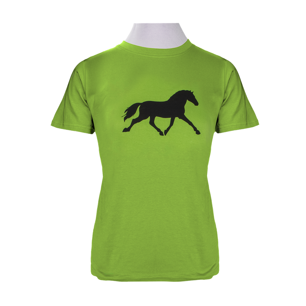 Kids T-Shirt - Lime with Trotting Horse