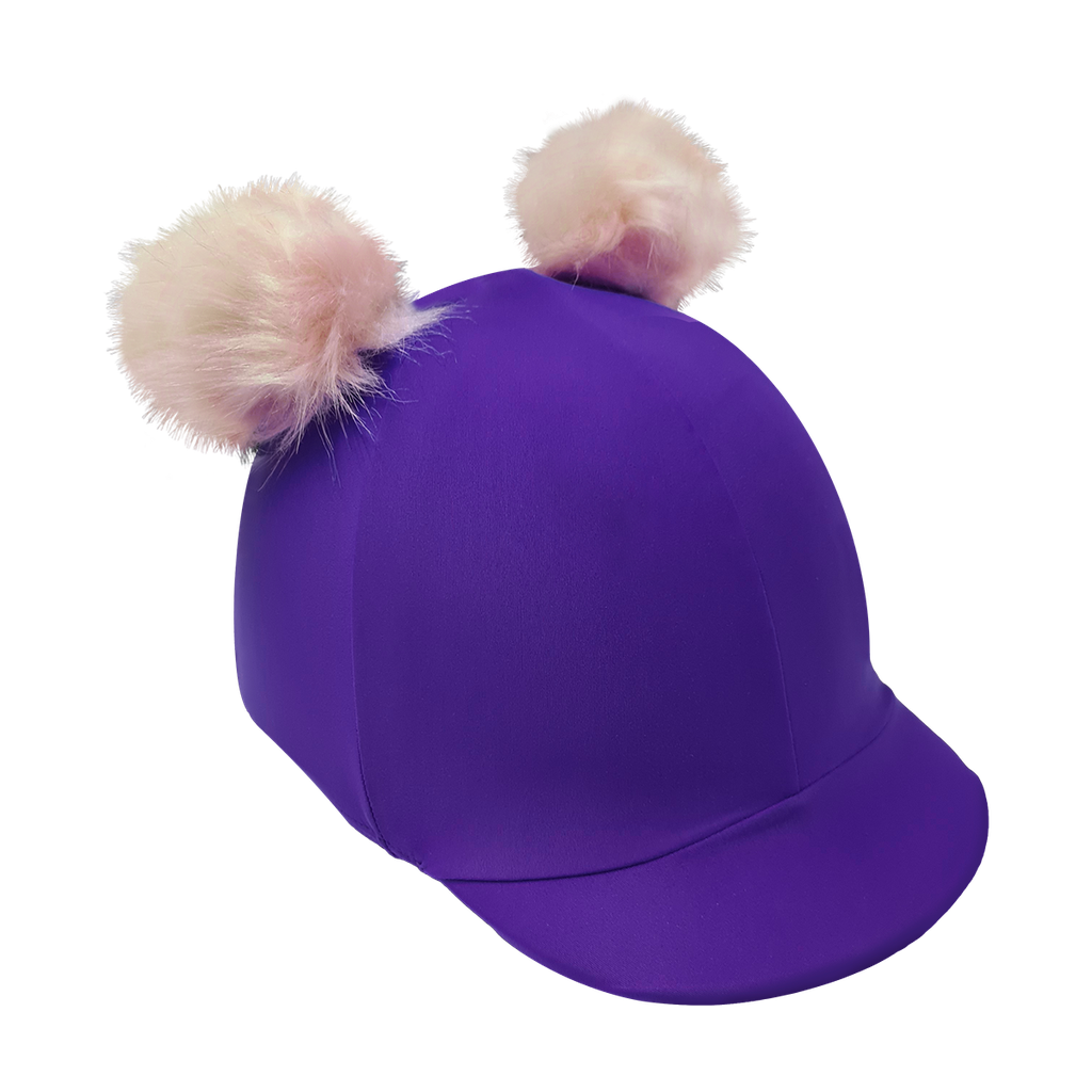 Hat Cover, Plain Lycra with Double Faux Fur Pom