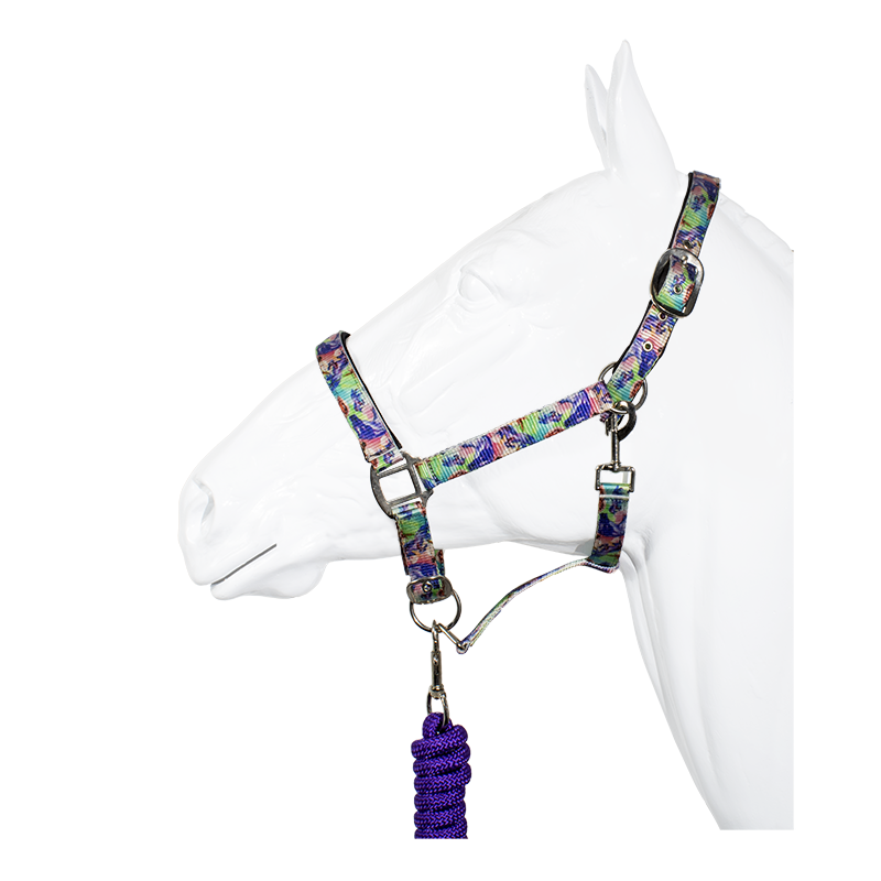 EquiStyle Floral Horse Print Halter with Lead