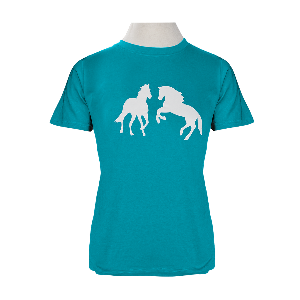 Kids T-Shirt - Turquoise with Two Horses