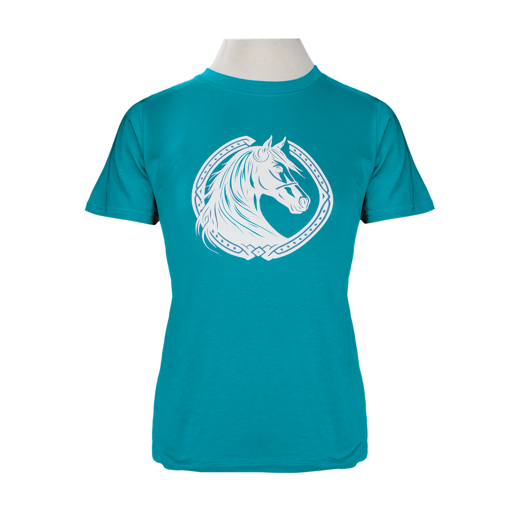 Kids T-Shirt - Turquoise with Horse Head Emblem