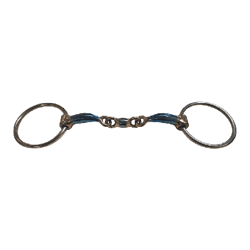 Loose Ring Snaffle Blue Steel Curved Elliptical Link