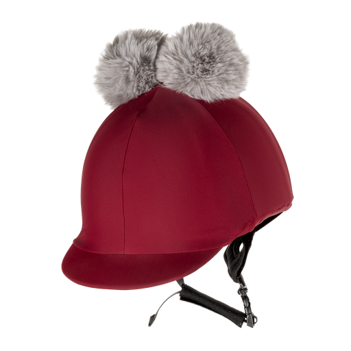 EquiStyle Plain Lycra Hat Cover with Double Faux Fur Pom