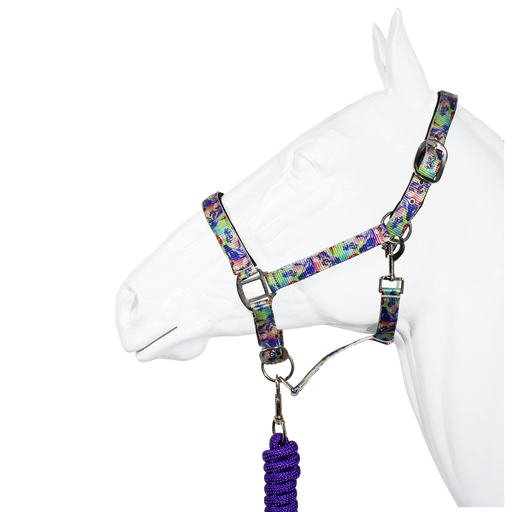EquiStyle Floral Horse Print Halter with Lead