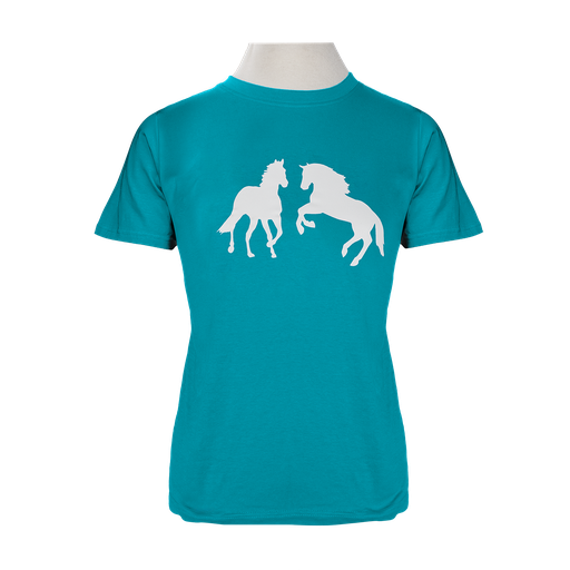 Kids T-Shirt - Turquoise with Two Horses