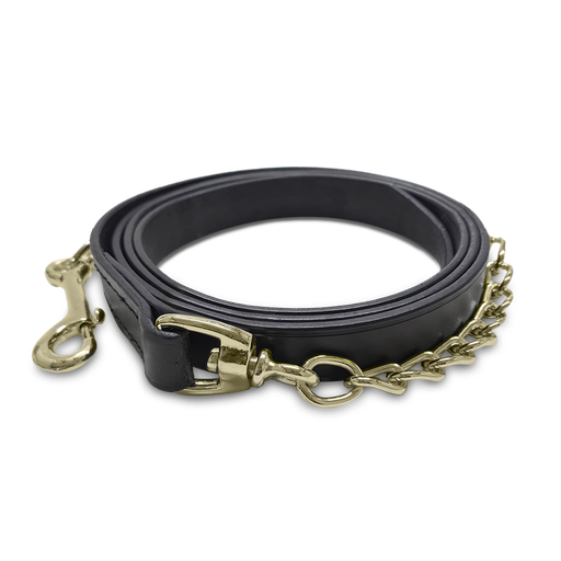 Capriole Leather Lead with Light Brass Chain